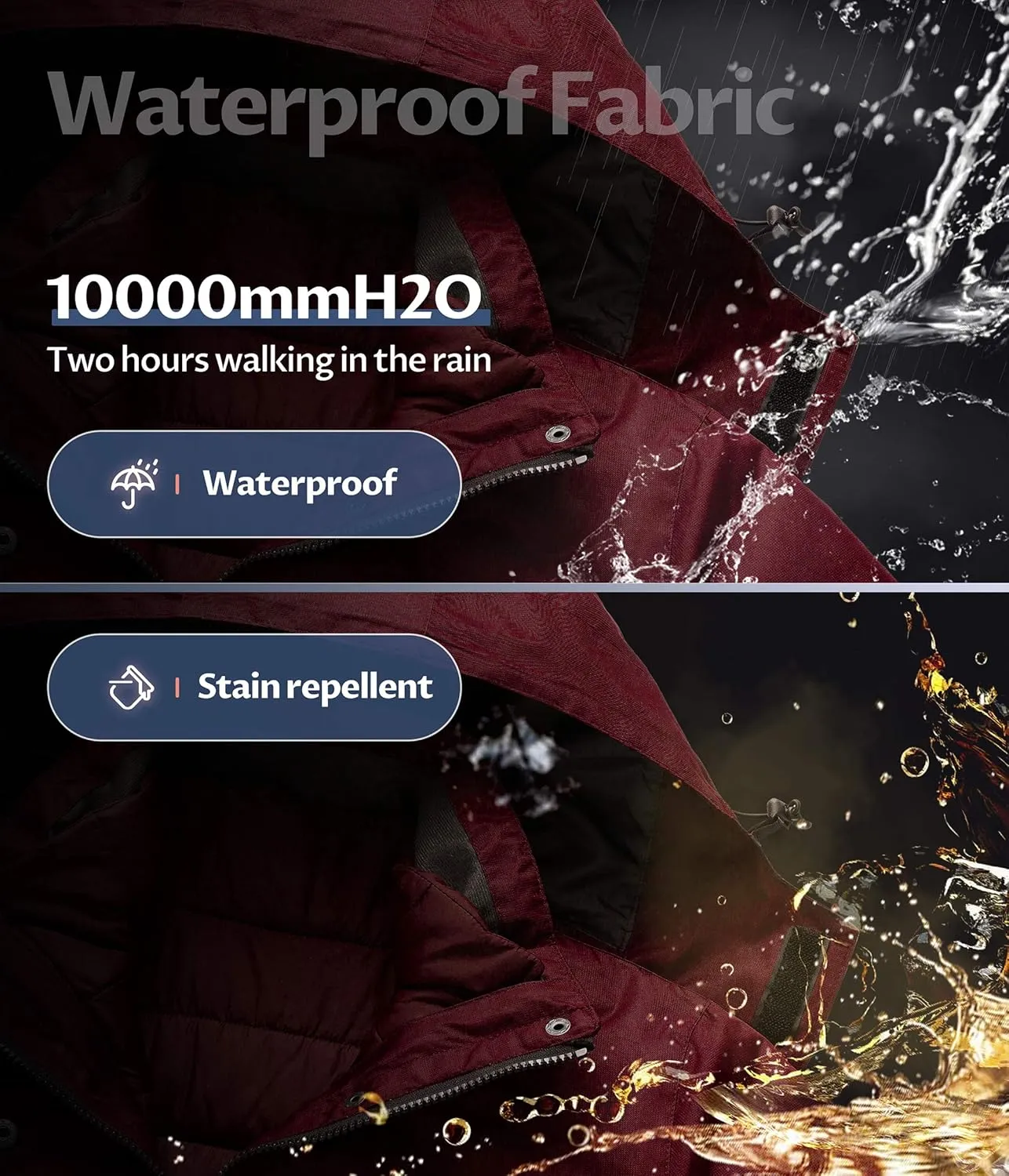 CREATMO US Women's 3 In 1 Waterproof Ski Jacket Windproof Snowboarding Jacket Warm Winter Snow Coat Raincoat