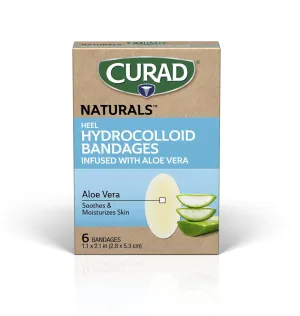 CURAD Naturals Aloe Vera Hydrocolloids, Heel, 1.1" x 2.1", 6ct, Pack of 4