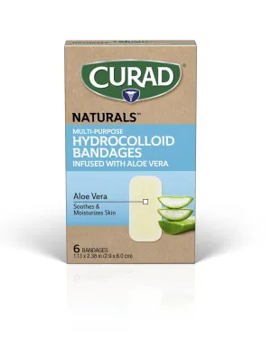 CURAD Naturals Aloe Vera Hydrocolloids, Multi-Purpose, 1.13" x 2.38", 6ct, Pack of 4