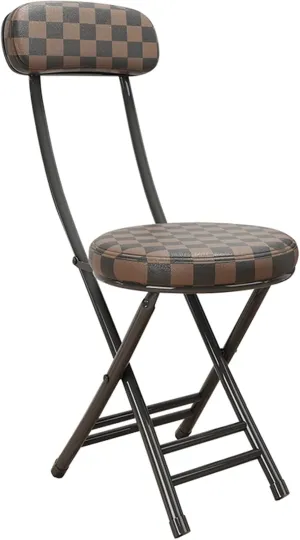 Cushioned Padded Folding Stool, 18Inch Counter Height Bar Stool, Portable Folding Stool, for Fishing Hiking Gardening Travel (Color : Black-Brown, Size : 47cm/18inch)