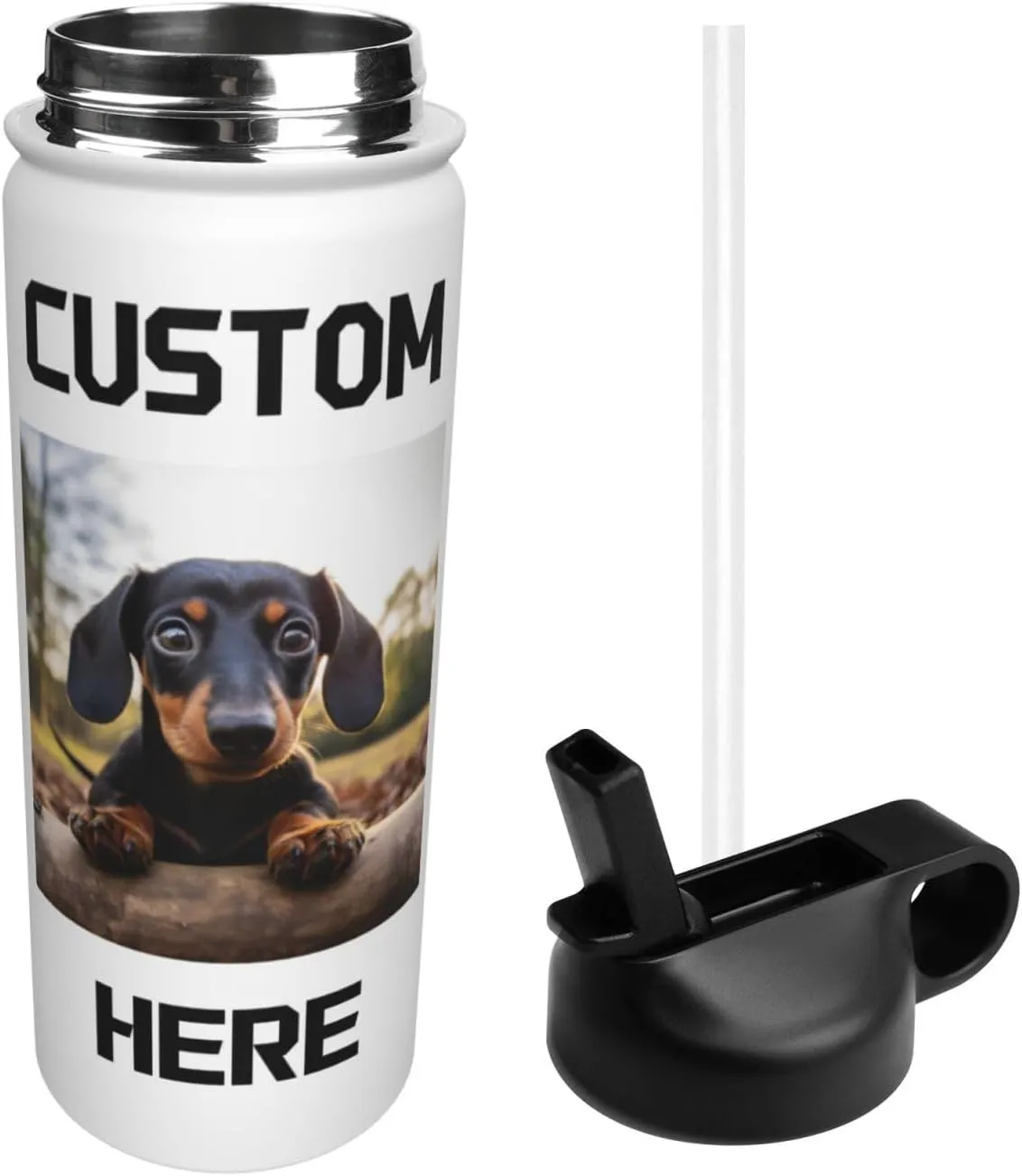 Custom Photo Water Bottle Add Your Design to Customize 18 oz Stainless Steel Sports Bottles Personalized Colorful Background Travel Mug