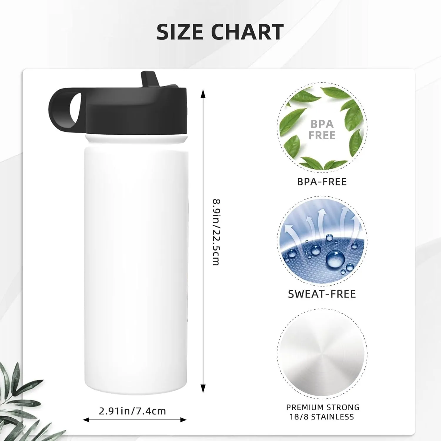 Custom Photo Water Bottle Add Your Design to Customize 18 oz Stainless Steel Sports Bottles Personalized Colorful Background Travel Mug