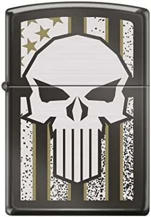 Custom Punisher Skull with Flag Background reg Blk ice