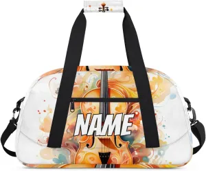 Custom Violin Music Sports Gym Bag Personalized Music Name Travel Duffel Bag Customized Weekender Overnight Bags for Women Men