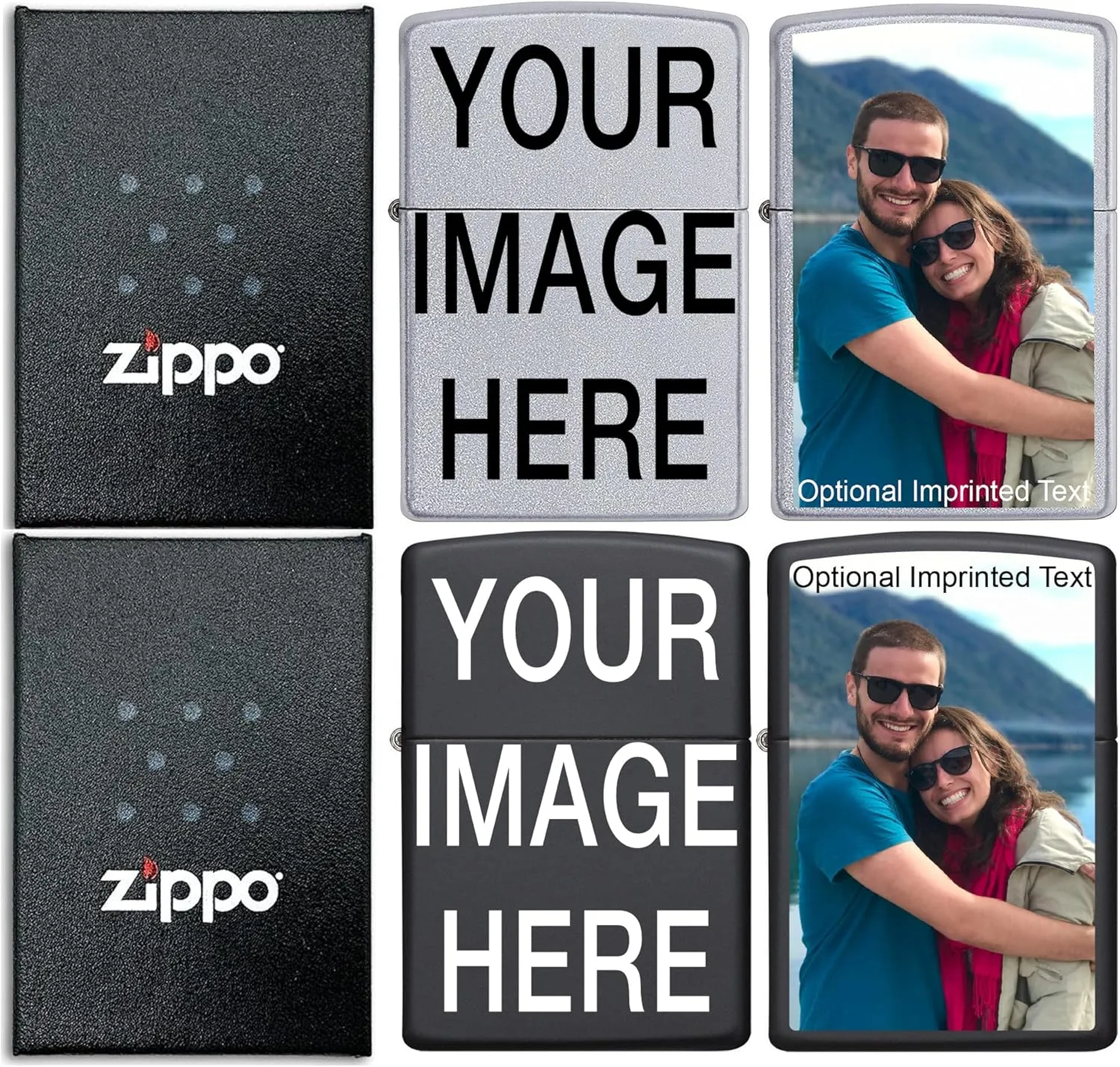 Custom Zippo Lighter! Personalize This Genuine Zippo with Your Image or Logo! Customized Zippos are a Great, Birthday Gift, for Man or Woman or Even for You!