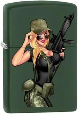 Custom Zippo "Soldier Girl Pinup" Windproof Lighter