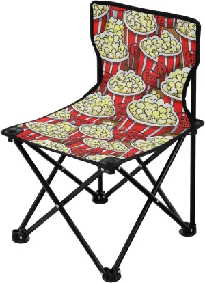Cute Cartoon Food Popcorn Collapsible Camping Chairs for Adults Ultra Lightweight Hunting Chairs Includes Carry Bag