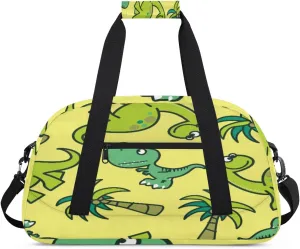 Cute Dinosaur Gym Duffel Bag for Men Women Palm Trees Sports Tote Bag with Adjustable Shoulder Strap for Dance Gymnastics Traveling Outdoor Camping Overnight Stay