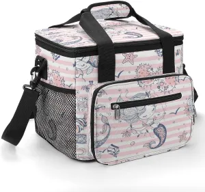 Cute Mermaids 22.5L Insulated Camping Coolers Bag Sea Animals Large Leakproof Ice Chest for Beach Travel Picnic