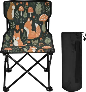 Cute Mushroom Squirrel Portable Outdoor Folding Chair Anti-Slip Padded Oxford Cloth Stool Camping Chair Small for Beach Hiking Fishing Gardening Quad Camp Chair