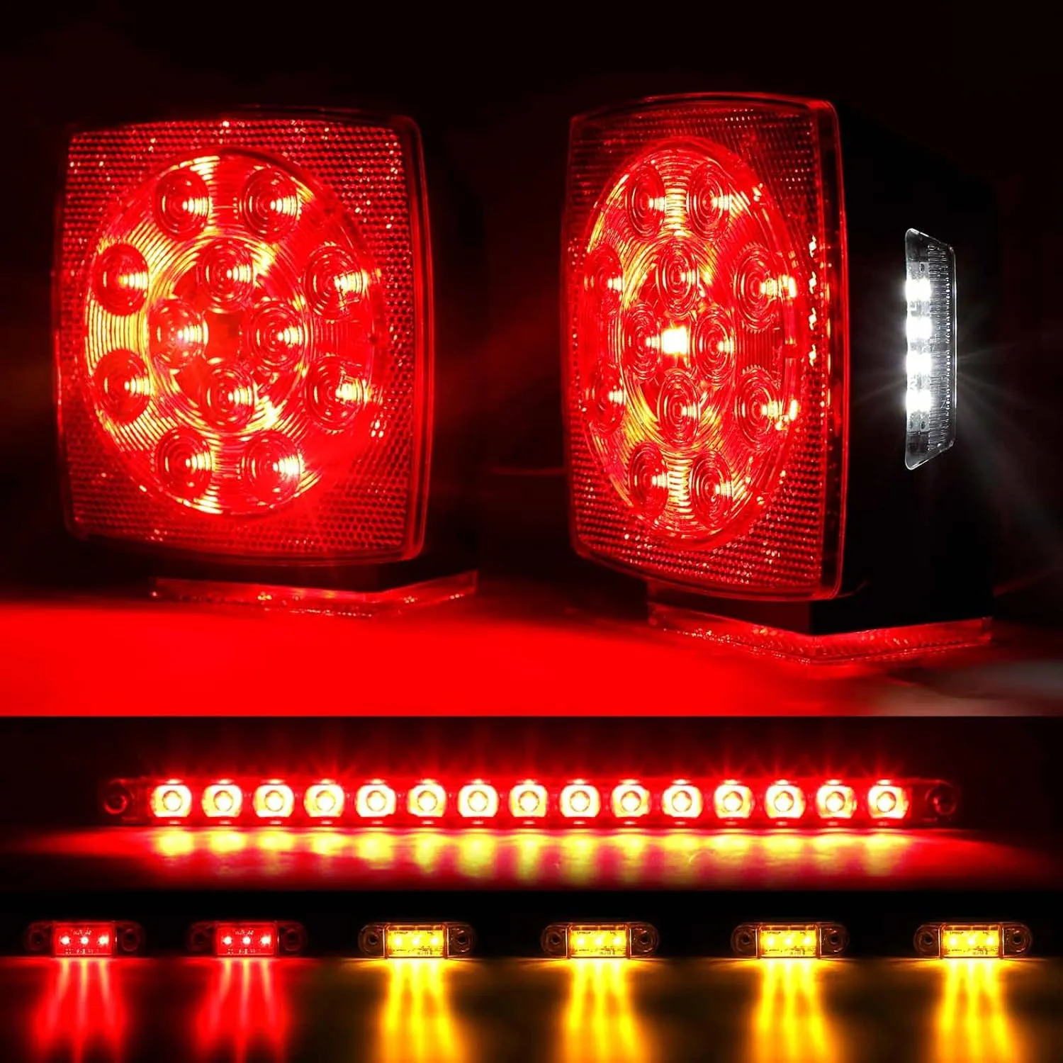 Cyfie 12V LED Trailer Light Kit DOT Certified, Trailer Led Lights with 25ft Wiring Harness, LED Trailer Tail Brake Light Bar for Truck RV Boat License Lights Under 80" Inch, IP68 Waterproof
