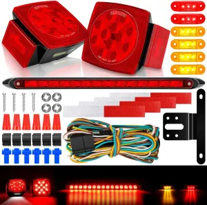 Cyfie 12V LED Trailer Light Kit DOT Certified, Trailer Led Lights with 25ft Wiring Harness, LED Trailer Tail Brake Light Bar for Truck RV Boat License Lights Under 80" Inch, IP68 Waterproof