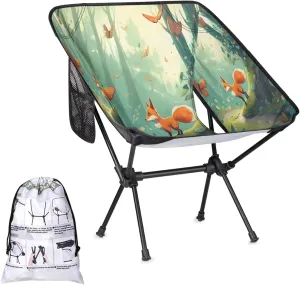 Deep Forest Fox Butterfly Portable Camping Chair Backpacking Chair for Adults Outdoor Folding Camping Chairs for Patio Camp Lawn Beach Travel Hiking