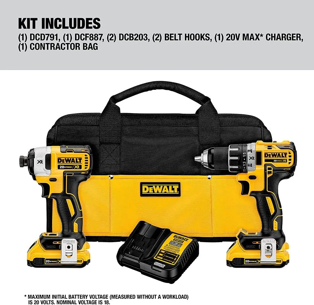 DEWALT 20V MAX Cordless Drill and Impact Driver, Power Tool Combo Kit with 2 Batteries and Charger, Brushless (DCK283D2)