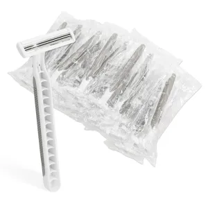 Disposable Razors Bulk Pack of 100,Gray Travel Bulk Razors Single Use Individually Wrapped 3 Blade Men's Disposable Shaving Razors with Clear Cap for Homeless,Hotel,Charity,Air Bnb,Unisex