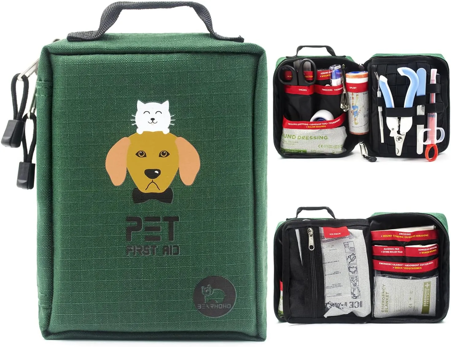 Dog First Aid Kit for Travel&Home Pet Emergency Kit for Dog&Cat 160 Pcs First Aid Supplies with Molle Pouch for Traveling Hiking Camping Hunting