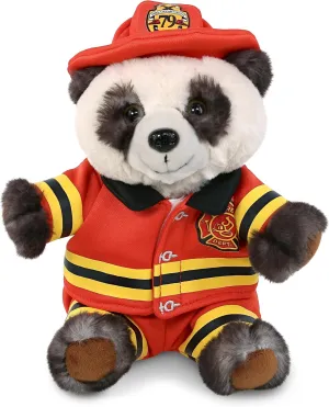 DolliBu Panda Firefighter Stuffed Animal with Name Personalization - Super Soft Panda Bear Plush with Red Fireman Costume Outfit and Fireman Hat, Fire Fighter Doll Plush Toy for Kids - 10 Inch