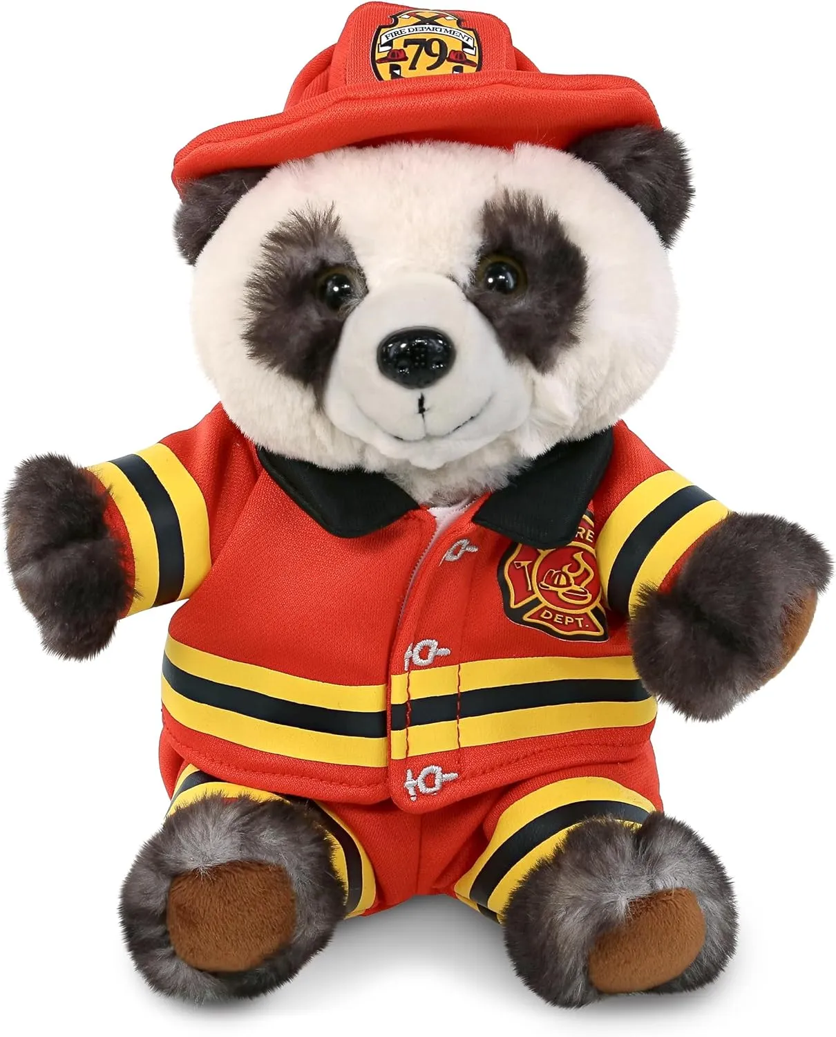 DolliBu Panda Firefighter Stuffed Animal with Name Personalization - Super Soft Panda Bear Plush with Red Fireman Costume Outfit and Fireman Hat, Fire Fighter Doll Plush Toy for Kids - 10 Inch
