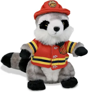 DolliBu Raccoon Firefighter Stuffed Animal with Name Personalization - Super Soft Raccoon with Red Fireman Costume Outfit and Fireman Hat, Fire Fighter Doll Plush Toy for Kids - 9 Inch