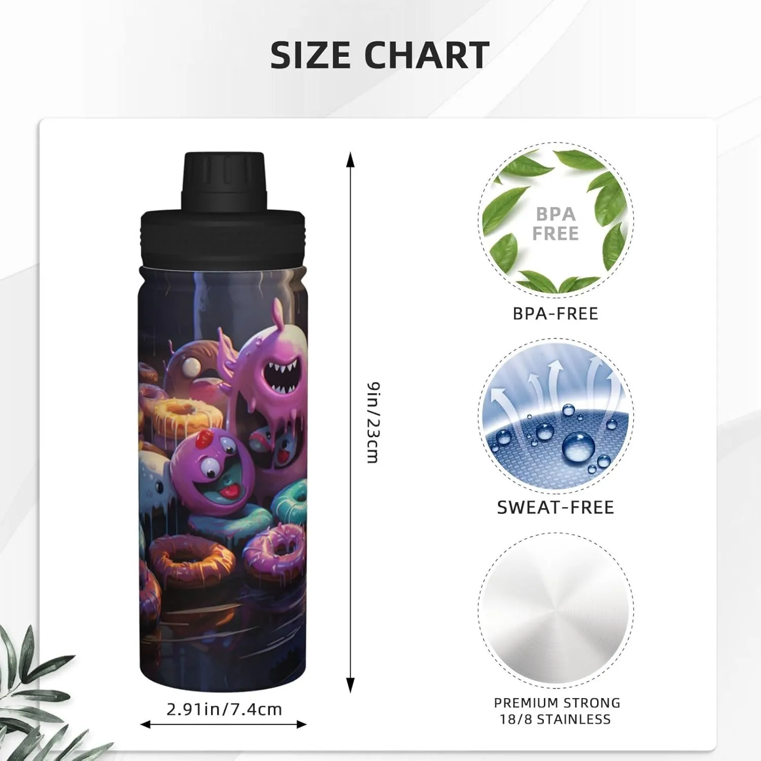 Donuts 18oz Sports Insulated Bottle For Outdoor Activities,Your Ideal Companion Staying Hydrated