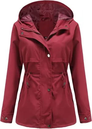 DOSLAVIDA Women's Rain Jacket Waterproof Hooded Windbreaker Lightweight Trench Coat Active Outdoor Raincoat With Hood