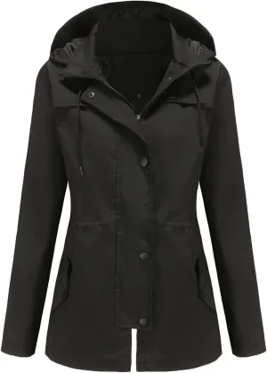 DOSLAVIDA Women's Rain Jacket Waterproof Hooded Windbreaker Lightweight Trench Coat Active Outdoor Raincoat With Hood