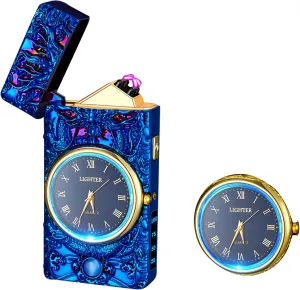 Dragon Lighter, Watch Lighter,Electric Lighter Windproof Plasma Dual Arc Lighter USB Lighter Rechargeable with LED Battery Indication for Candles, Incense Stick, Outdoor Camping (Dragon Blue)