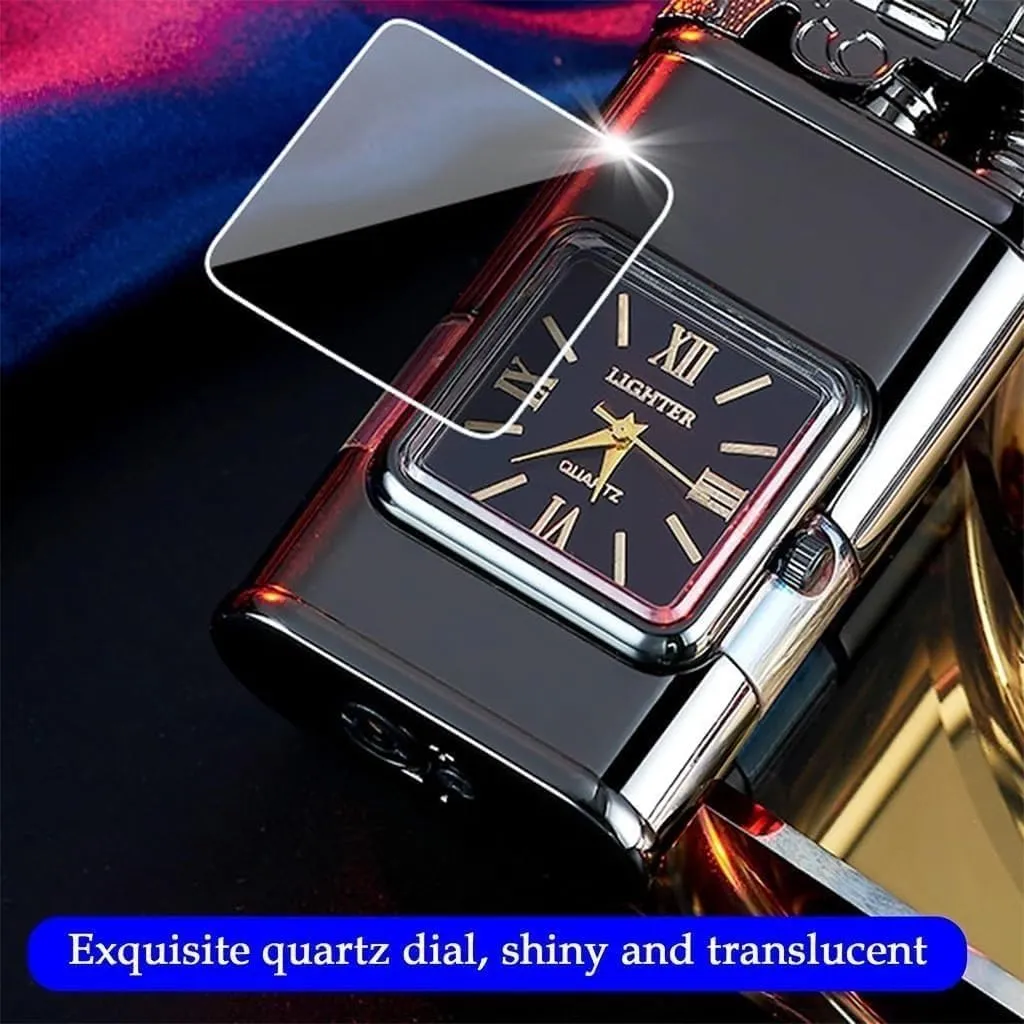Dual Flame Dragon Lighter, Windproof Lighter with Visible Fuel Window, Adjustable Flame Lighter, Torch Lighter, Refillable Butane Lighter, Windproof Lighter Vintage Watch Bezel Jet Flame Torch Lighte(