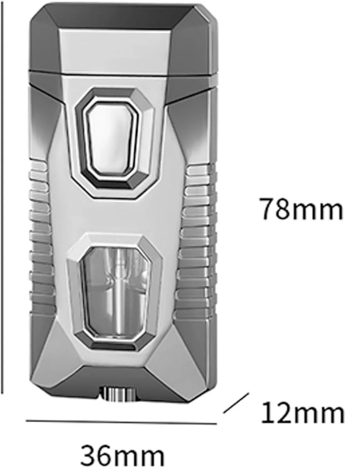 Dual Flame Torch Lighter Visual Fuel Window Adjustable Flame Refillable Butane Windproof Lighter for Outdoor Camping(Dark)