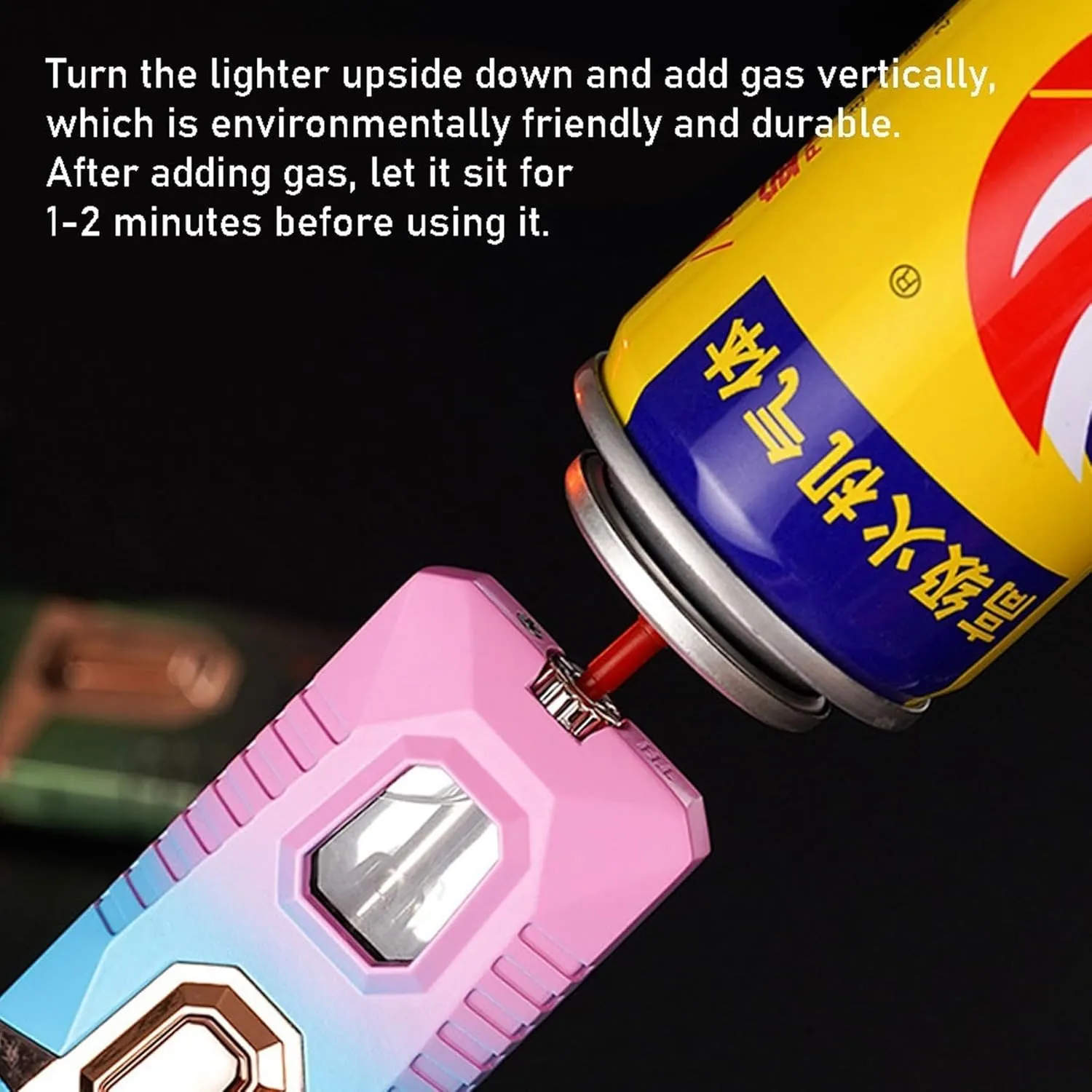 Dual Flame Torch Lighter Visual Fuel Window Adjustable Flame Refillable Butane Windproof Lighter for Outdoor Camping(Dark)