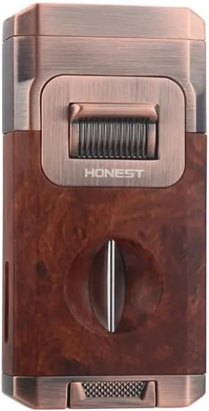 Dual Jet Torch Lighter Cigar Lighter Windproof Lighter (without Fuel) (Woodgrain-2 Jets)