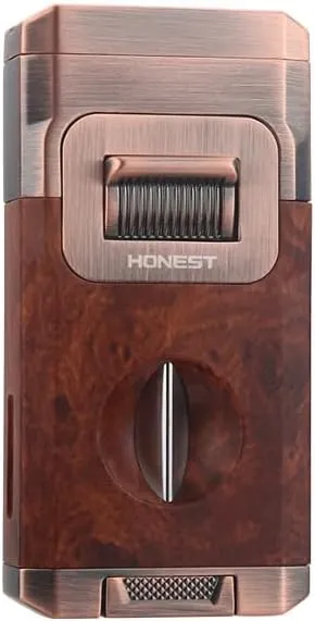 Dual Jet Torch Lighter Cigar Lighter Windproof Lighter (without Fuel) (Woodgrain-2 Jets)