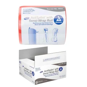 Dynarex Multipurpose ActiSplints - Reusable Waterproof First Aid Splints for Emergency Medical Supplies & Sports Medical Kit - 4¼" × 36" Rolled Splint and 2" x 5 Yards Sensi-Wrap, Case of 50