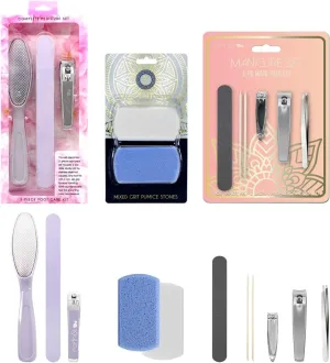 Earth & I 11 Pcs Pink Manicure Pedicure Kit, Mani Pedi Kit for Women, Nail Clippers for Ingrown Toenail, Heel Scrubber, Callas Remover for Feet, Foot Pumice Scrubber, Nail File Buffer, Nails Clippers