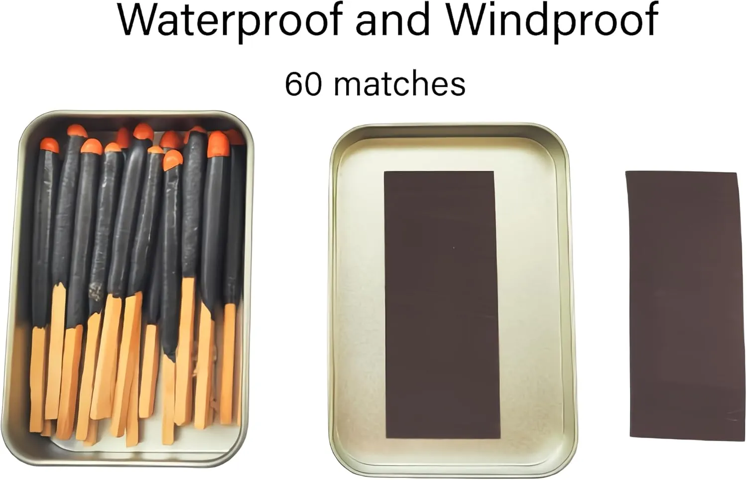 egreen Emergency Fire Starter Kit – 20 Waterproof Windproof 3“ Matches in Tin Can   Wax Infused Hemp Cord, Burns Underwater & After Burial for Survival, Camping, Hiking, Bushcraft (3 x Tin Matches)