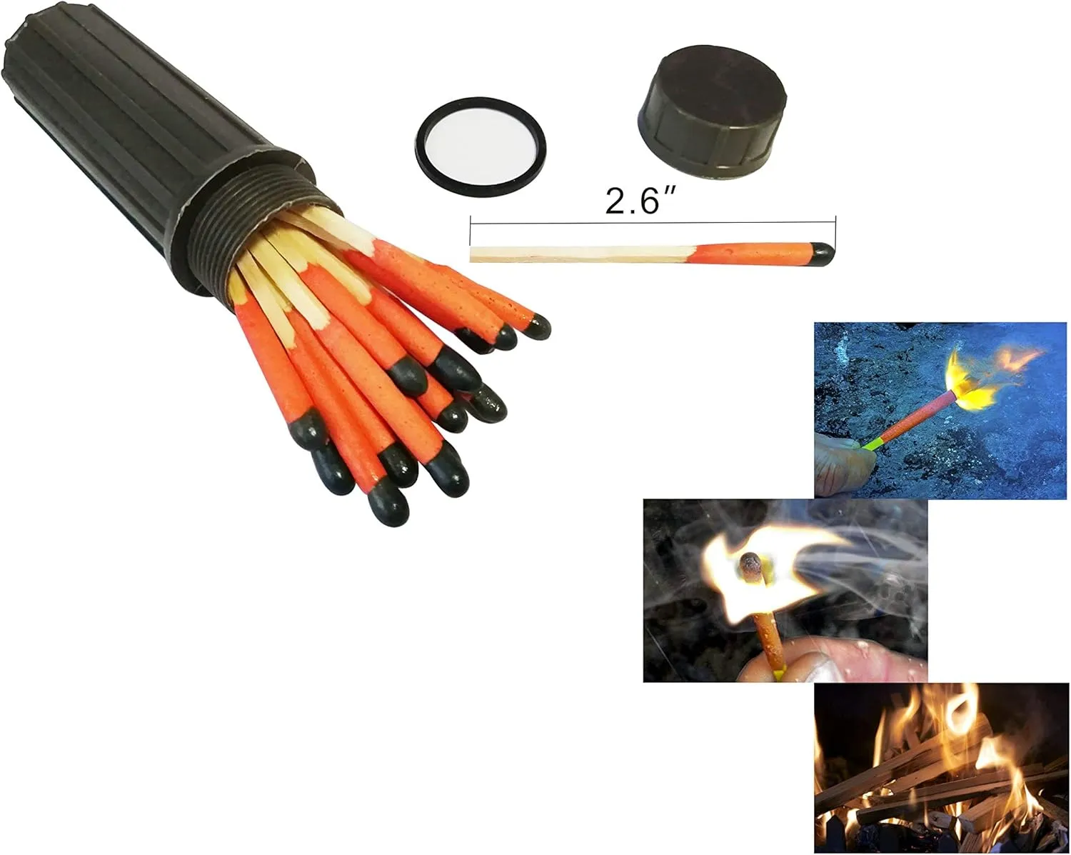 eGREEN Emergency Fire Starter Magnesium 10,15,20 Bags 99% Pure Windproof Stormproof Matches Wax Rope for Camping Hiking Bushcraft Bug Out Bag Outdoor Survival