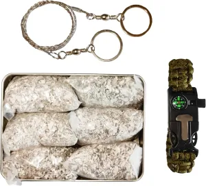 eGreen Emergency Fire Starter Magnesium 6 Bags Paracord Flint Compass Survival Kit for Camping Hiking Bushcraft Bug Out Bag Outdoor Adventure Waterproof Tin Box