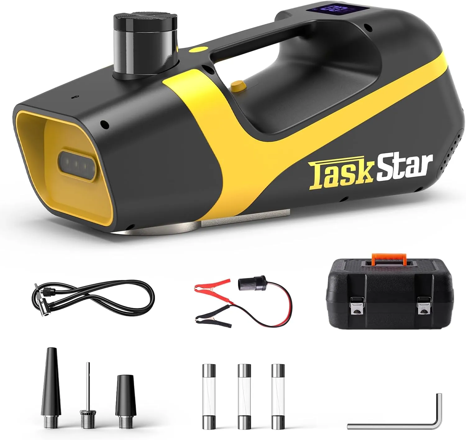 Electric Car Jack 12V: 5 Ton/11023 LBS Hydraulic Jack Lift Built-in Tire Inflator Pump, LCD Display & LED Light - Portable Car Jack Kit for SUV MPV Sedan Truck Change Tires Garage Repair