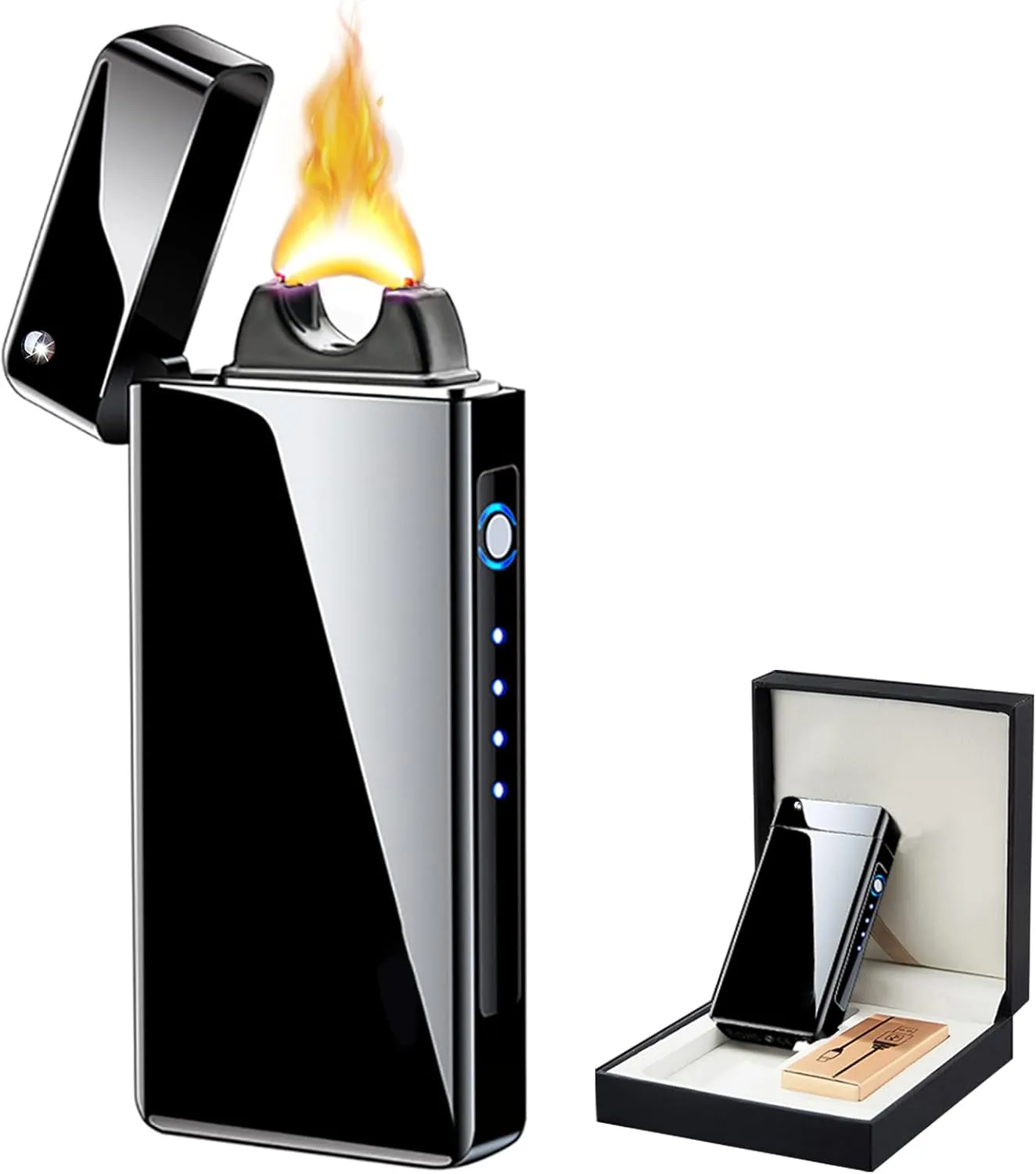 Electric Lighters Rechargeable Flameless Windproof Plasma Lighter Butane Free Lighters with High Capacity Battery for Candle （Black）