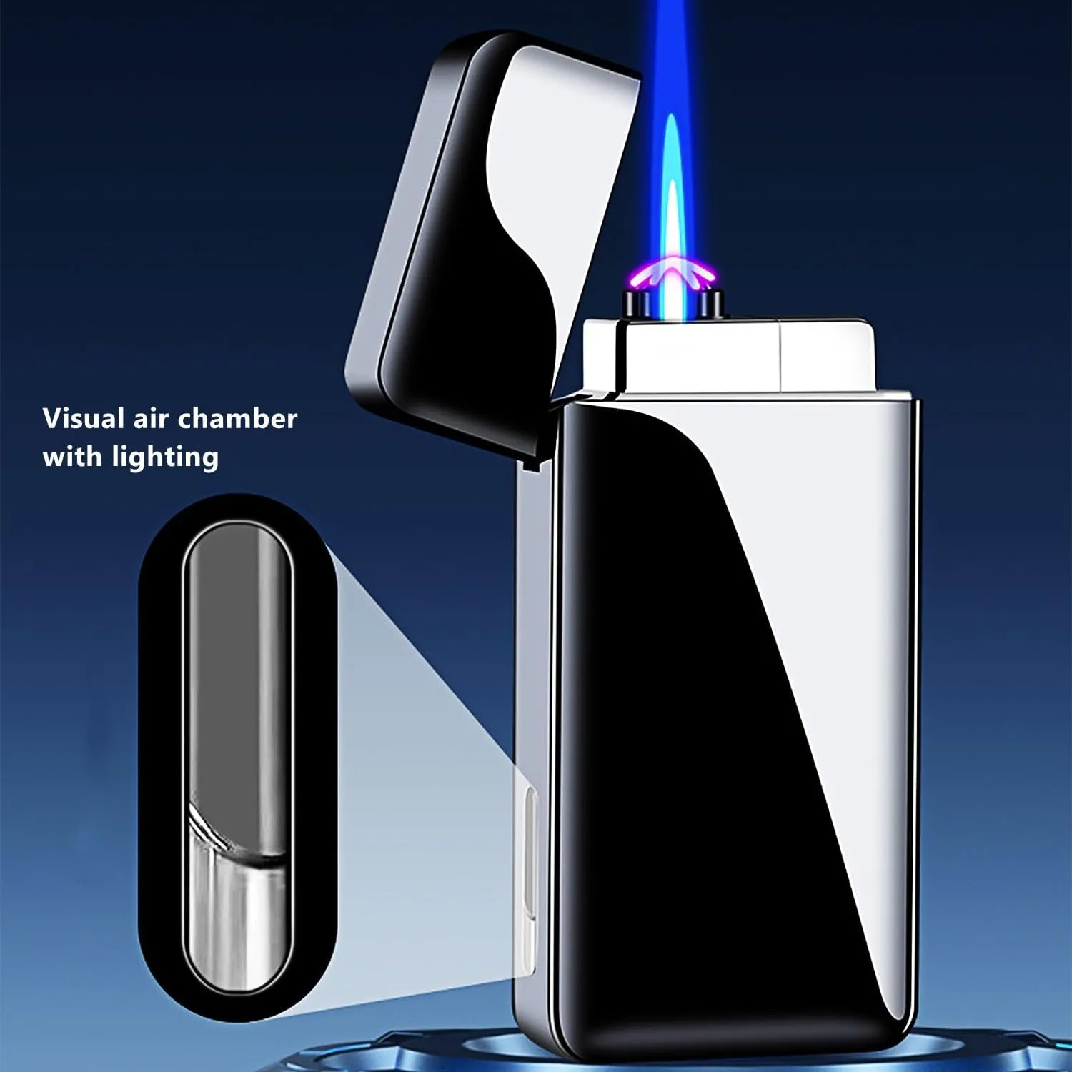 Electric Lighters Rechargeable USB Lighter, Electronic Plasma Butane Torch with Double Arc, Dual Use Self Lighting Cool Lighters with Power Capacity LED Indicator (No Gas) (Black)
