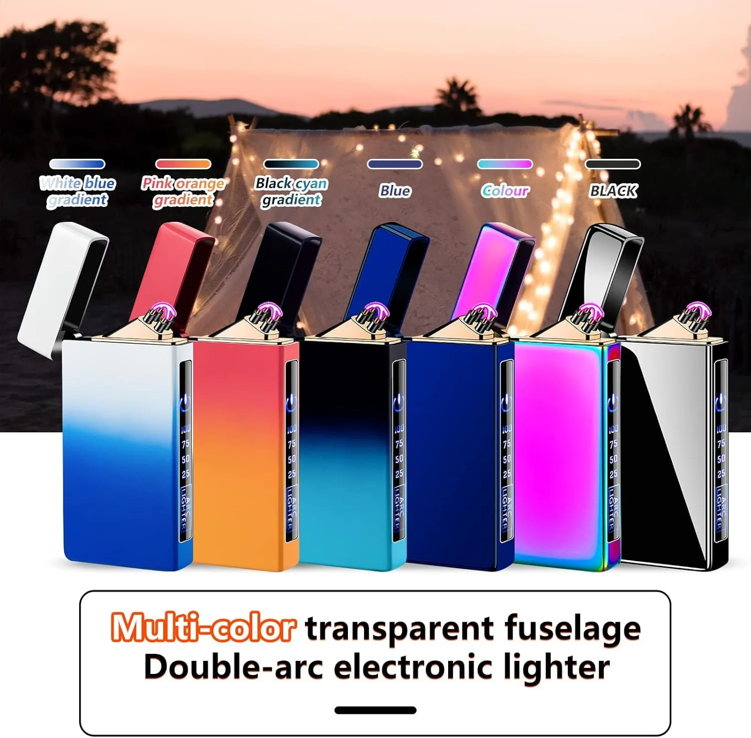 Electric Lighters Rechargeable Windproof Flameless Plasma Lighter with Led Power Display, Unique Lighter Cool Lighter for Candle (Blue)