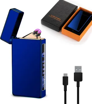 Electric Lighters Rechargeable Windproof Flameless Plasma Lighter with Led Power Display, Unique Lighter Cool Lighter for Candle (Blue)