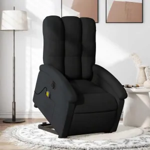 Electric Stand Up Massage Recliner Chair with Vibrating Comfort, Adjustable Footrest and Backrest, Black Fabric