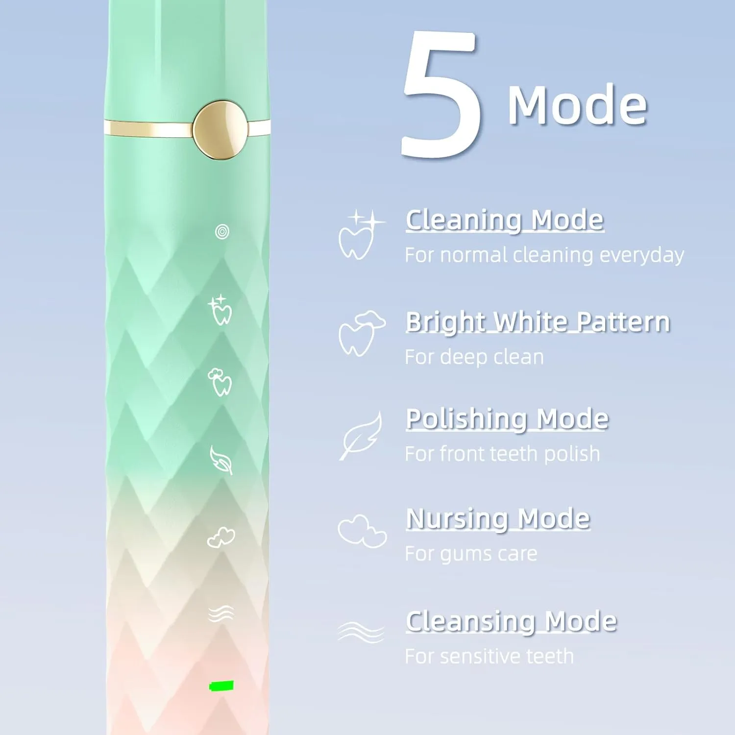 Electric Toothbrush Set, Equipped with 10 Brush Heads and Travel case, IPX8 Waterproof, 2-Minute Timer, 42000 high-Frequency Vibrations, 5 Modes, The First Choice for Gift Giving
