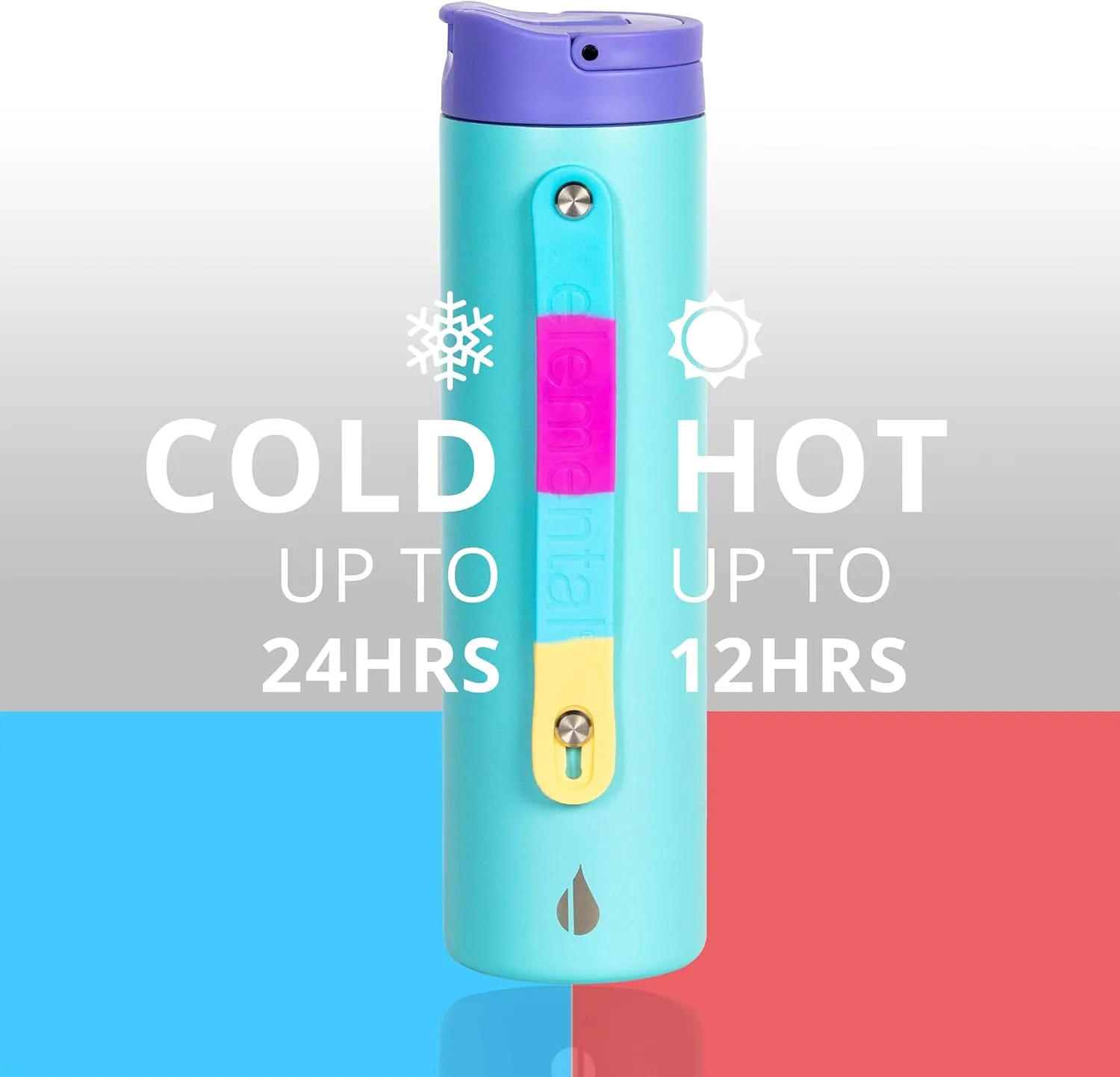 Elemental Iconic Stainless Steel Water Bottle with Straw - 20 oz Leak Proof Triple Wall Insulated Water Bottles for Travel and Sports - Reusable Gym Water Bottle with 2 Straws - Blue Tie Dye