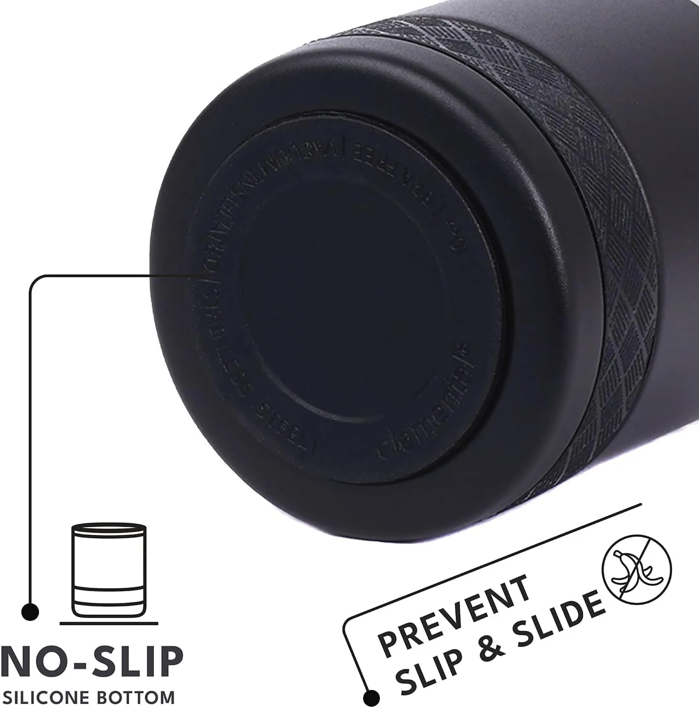 Elemental Recess Lowball Tumbler, 10oz Triple Wall Stainless Steel Cup with Non-Shattered Tritan Lid, Insulated Whiskey Glass, Insulated Coffee Tumbler Mug for Hot & Cold Drinks - Black
