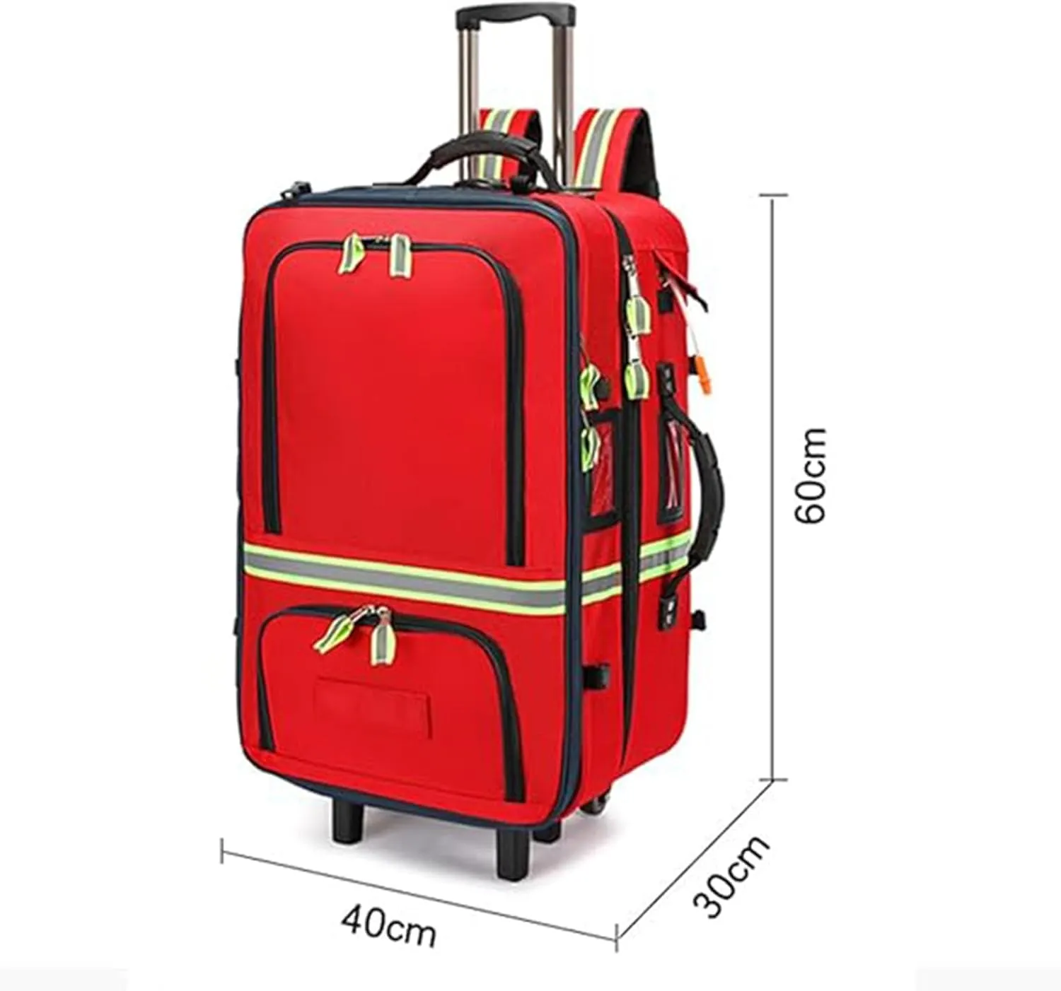 Emergency Backpack Empty, First Responder Trauma Bag with Trolley & Wheels Large Capacity Oxford Cloth for EMT, Paramedic, Nurses, Tactical Medics, Home Care(A01,Single bag (empty bag))