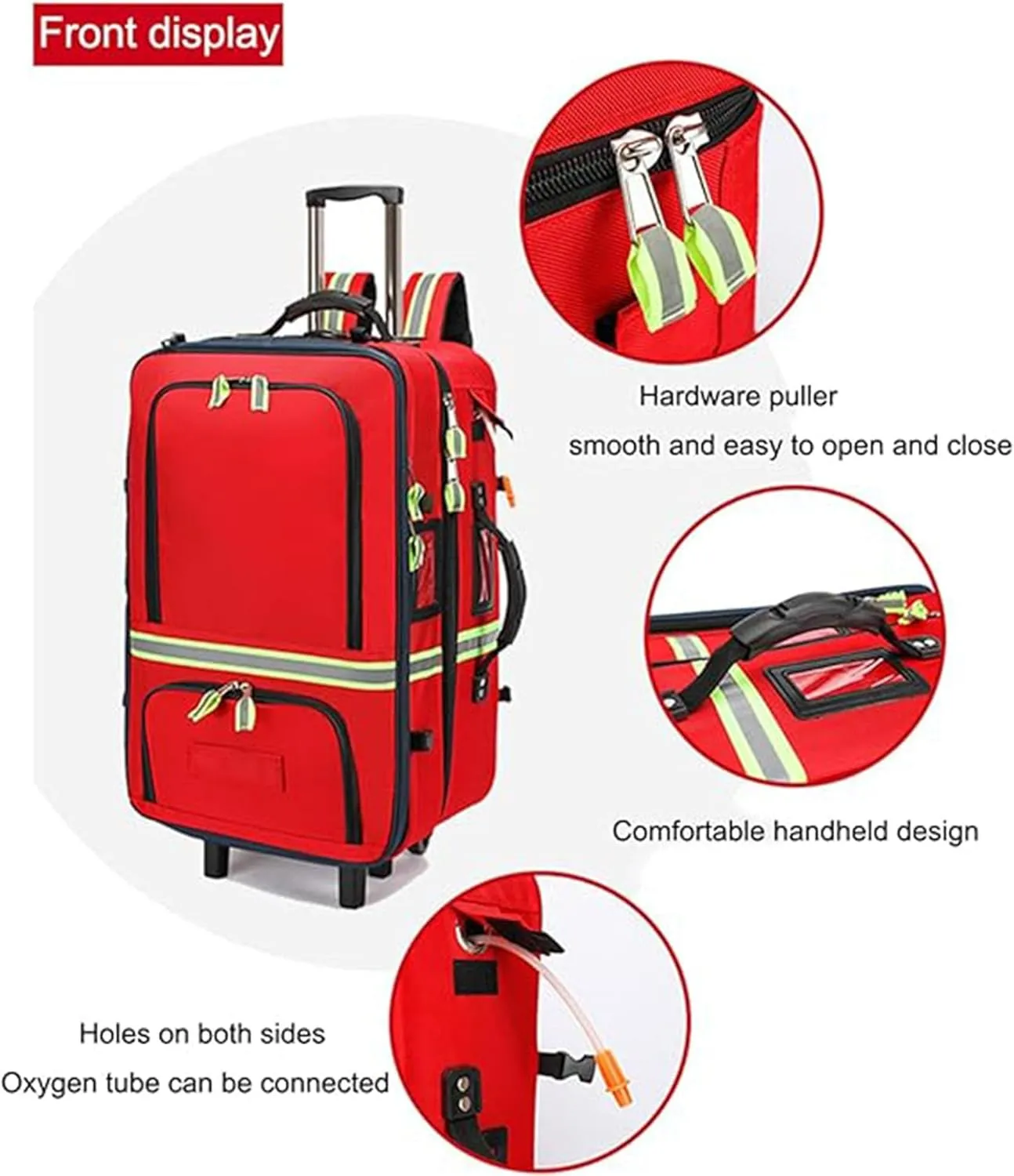 Emergency Backpack Empty, First Responder Trauma Bag with Trolley & Wheels Large Capacity Oxford Cloth for EMT, Paramedic, Nurses, Tactical Medics, Home Care(A01,Single bag (empty bag))