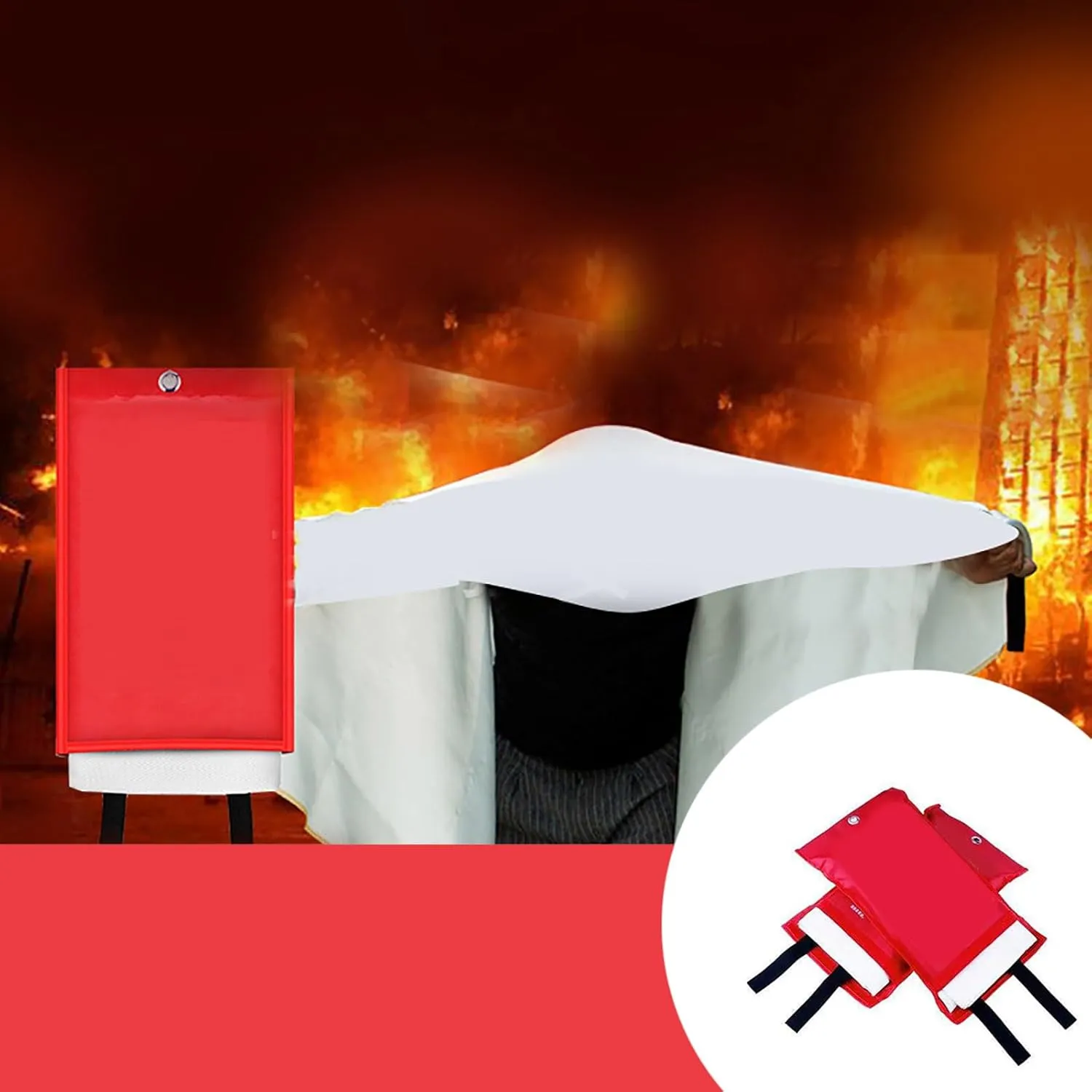 Emergency Fire Blanket, 39.37x39.37inch Flame Suppression Fiberglass Fire Blankets for House Camping Car School Office Fireplace Warehouse Emergency Survival Safety (red_1pc)
