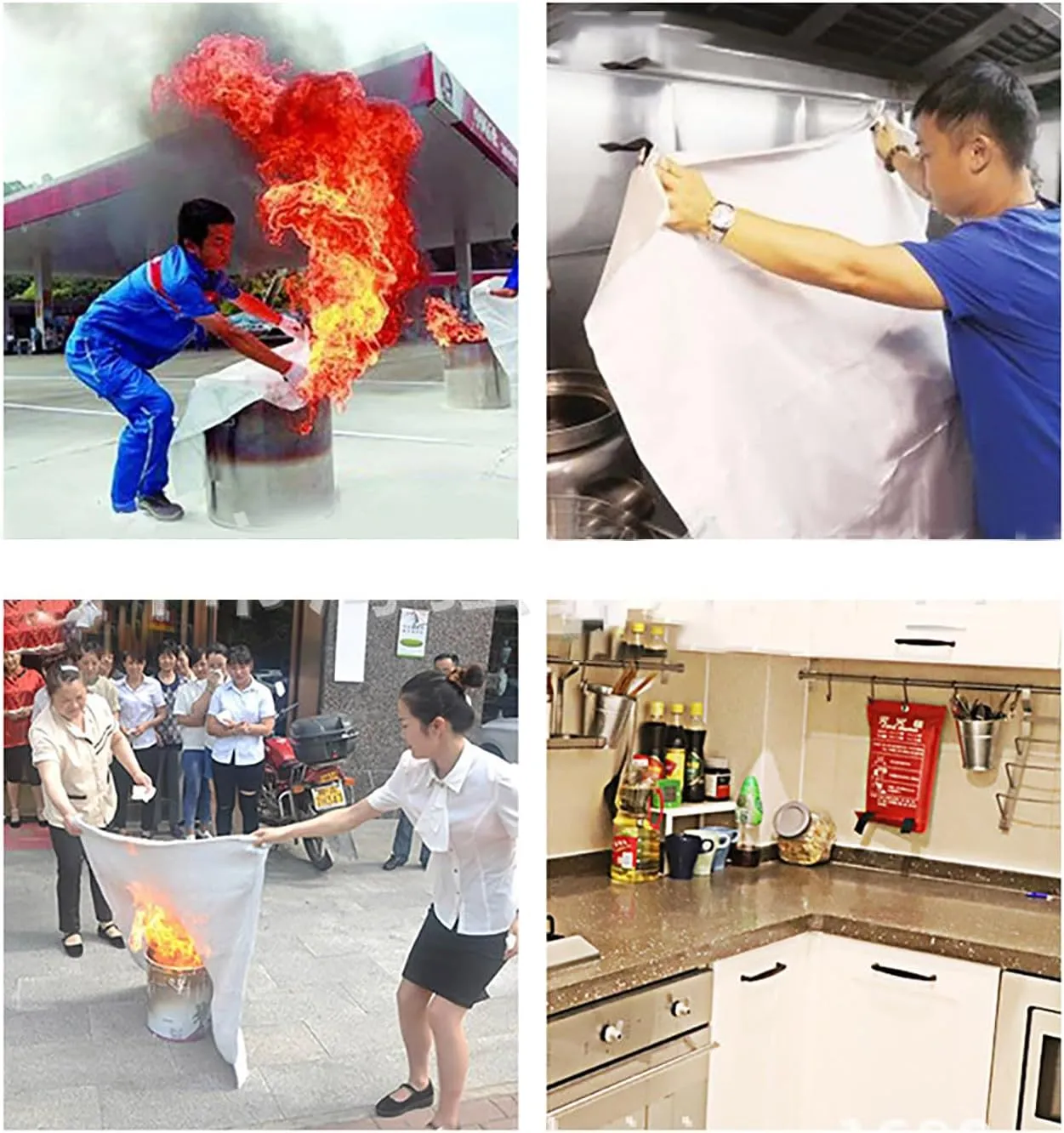 Emergency Fire Blanket, 39.37x39.37inch Flame Suppression Fiberglass Fire Blankets for House Camping Car School Office Fireplace Warehouse Emergency Survival Safety (red_1pc)